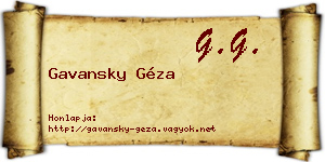 Gavansky Géza névjegykártya