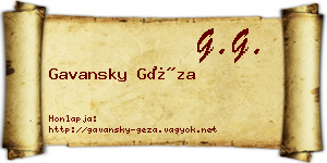 Gavansky Géza névjegykártya